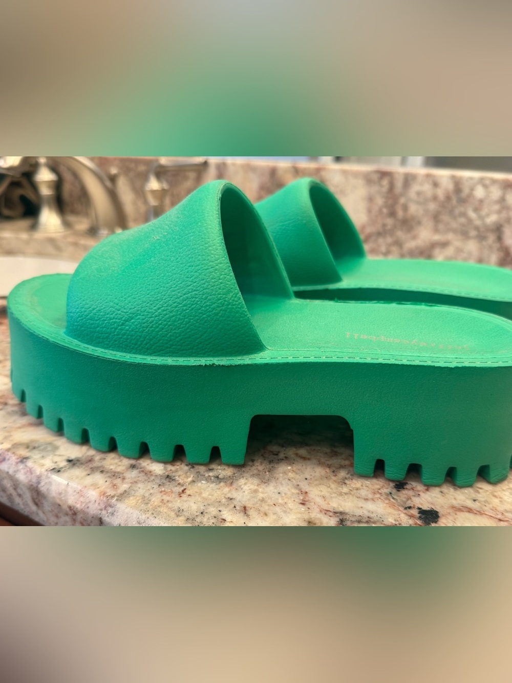 Jeffrey Campbell Green Platform Slide Sandals 7